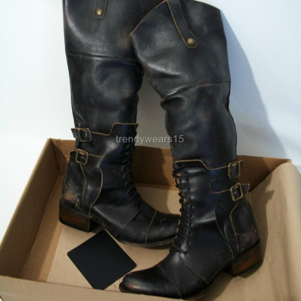RARE! FREEBIRD BY STEVEN SADDLE BLACK RIDING BOOTS - Picture 6 of 7